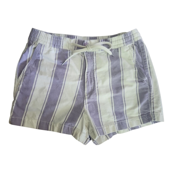 American Eagle Striped Drawstring Shorts Size M Purple & Cream Cotton Blend - Picture 1 of 7